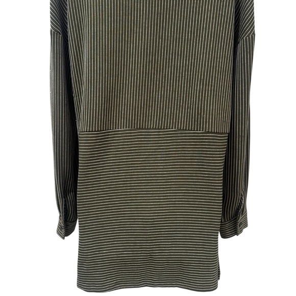 NEW Paper Crane Striped High Low Blouse Jersey Knit Button up Comfy Fall S - Picture 9 of 13